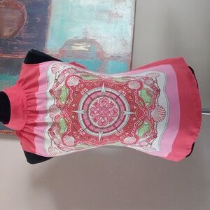 Vineyard Vines Coral and Lime Mandala Blouse Size: 8